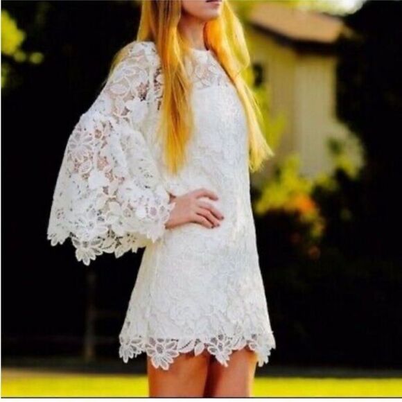 Alexis Elegant White Lace Dress, XS - Picture 1 of 8